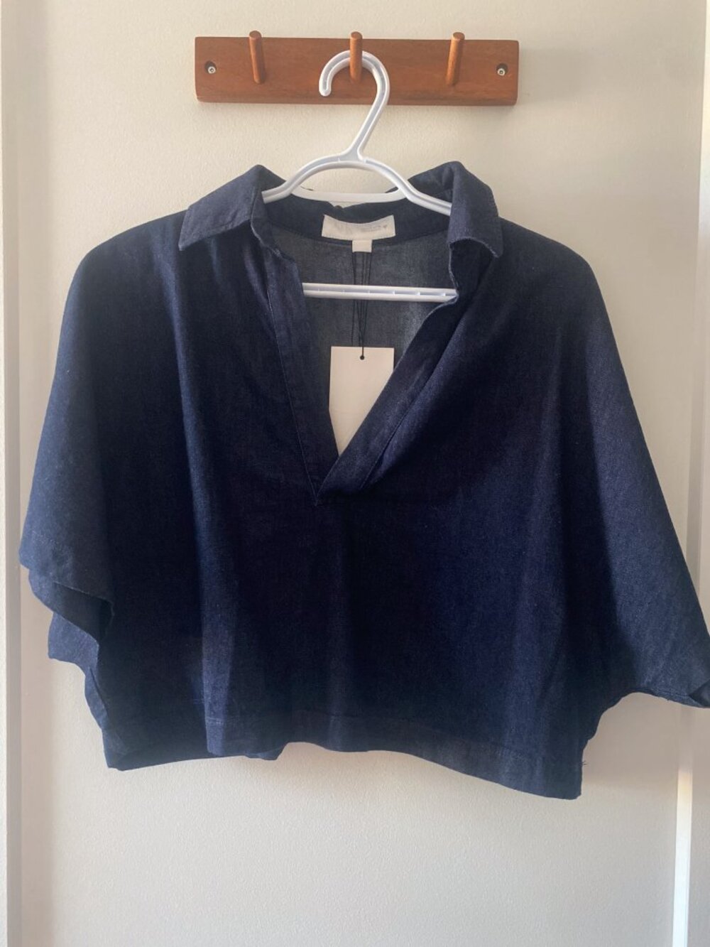 Zara Cropped Denim Pullover Top